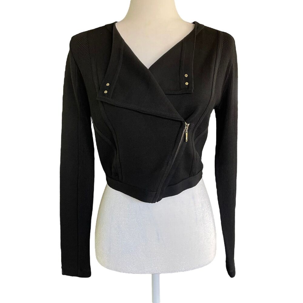 White House Black Market Cropped Sweater XS MOTO WITCHY GOTHIC GOTH BADDIE METAL